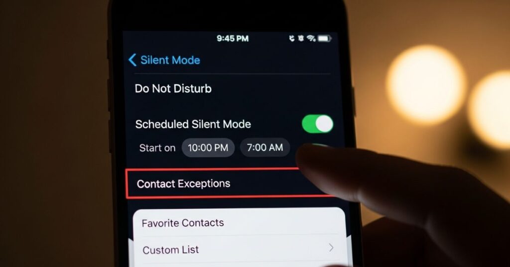 Schedule Silent Mode with Contact Exceptions